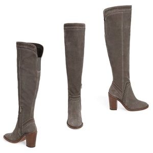 NEW Vince Camuto Madolee Over the Knee Taupe Suede Boots - W10